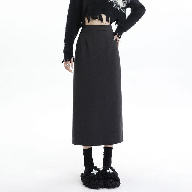Dragan Pulse-High Waist Plain Midi A-Line Skirt