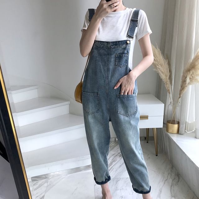 Coline-Washed Denim Jumper Pants Pants