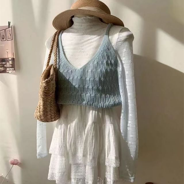 MIKIGA-V-Neck Knit Cami Top