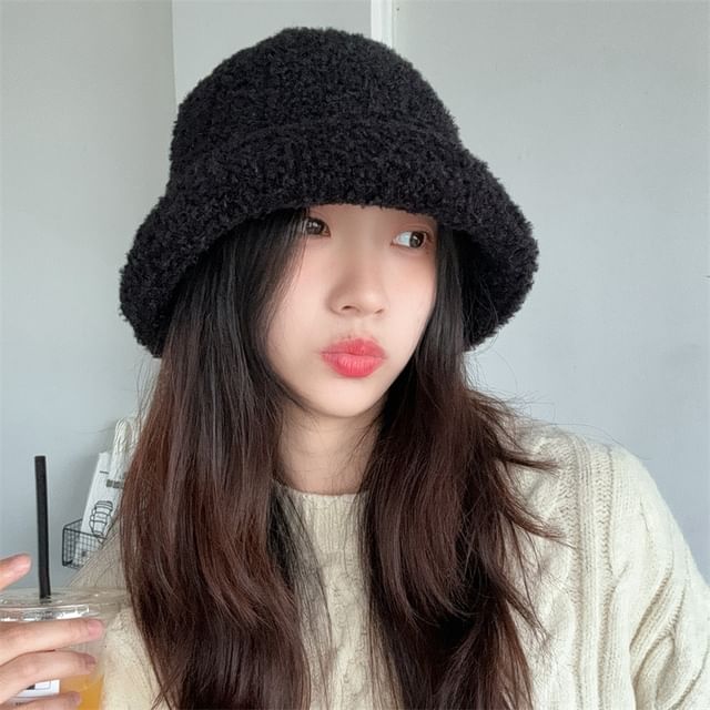 4-4 STUDIO-Fleece Plain Bucket Hat