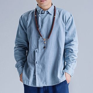 美品 SEESEE CRAFT PULLOVER SHIRT NAVY-