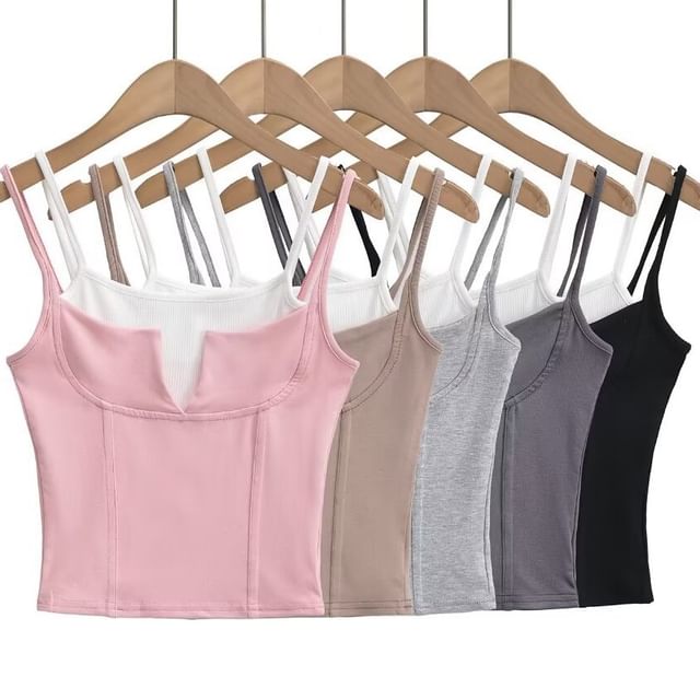 Asiris-Mock Two-Piece Two Tone Crop Camisole Top