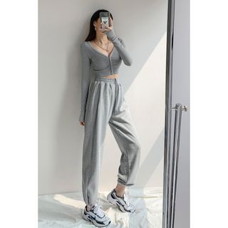 high waisted drawstring sweatpants