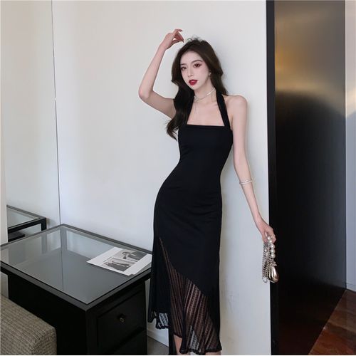 Maine - Halter-Neck Lace Panel Bodycon Dress | YesStyle Maine - Halter-Neck Lace Panel Bodycon Dress | YesStyle