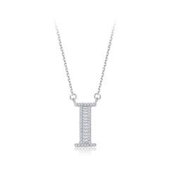BELEC - 925 Sterling Silver Fashion Personality English Alphabet I Cubic Zircon Necklace BELEC - 925 Sterling Silver Fashion Personality English Alphabet I Cubic Zircon Necklace