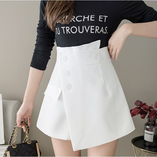 Everose-High Waist Asymmetrical Wrap Skort