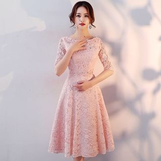 elbow sleeve bridesmaid dress Modest Simple Scoop Lace Tulle Wedding Dress with Elbow Sleeves-715368 –  DorrisDress main image 1