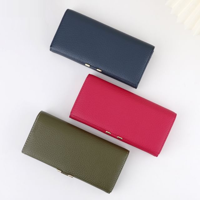 tablarosa-Plain Faux Leather Long Wallet