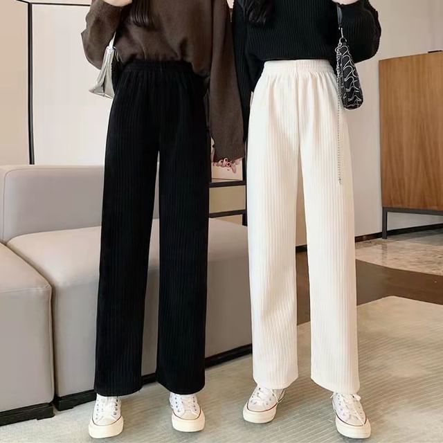 Sisyphi-High Waist Plain Loose Fit Pants