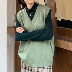 Dute - 刺繡V領針織馬甲 Dute - 刺繡V領針織馬甲