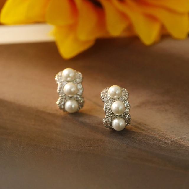 Forainer-Beaded Half Hoop Earring