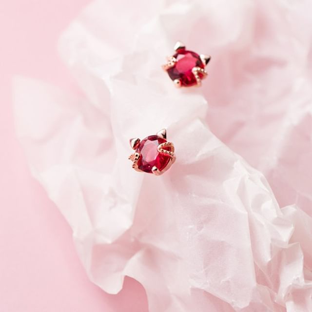 Halfla-925 Sterling Silver Rhinestone Stud Earring