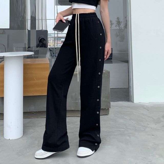 side button palazzo pants