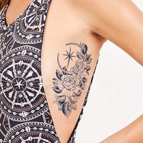 Tattoo uploaded by alyse • Moon flower • • • • • #moon #space #flower  #simple #minimalistic #ankletattoo #blackAndWhite • Tattoodo