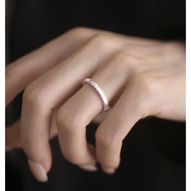 Toinianimos-Sterling Silver Rhinestone Open Ring