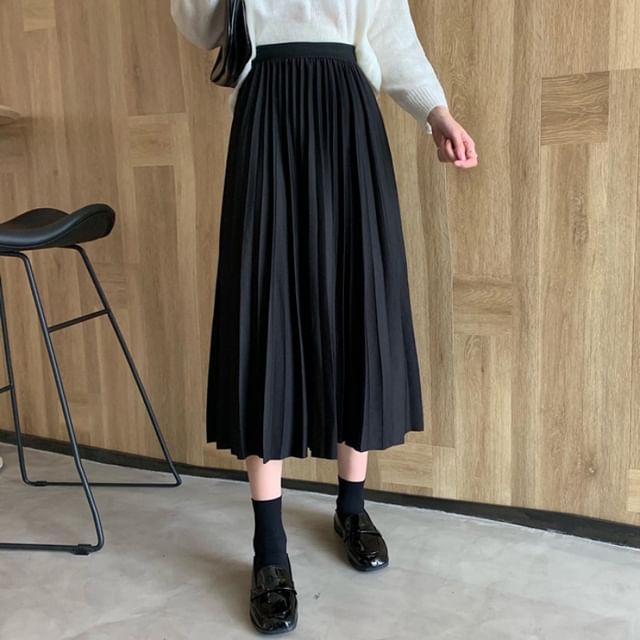 Shopherd - High Waist Pleated Midi Skirt | YesStyle