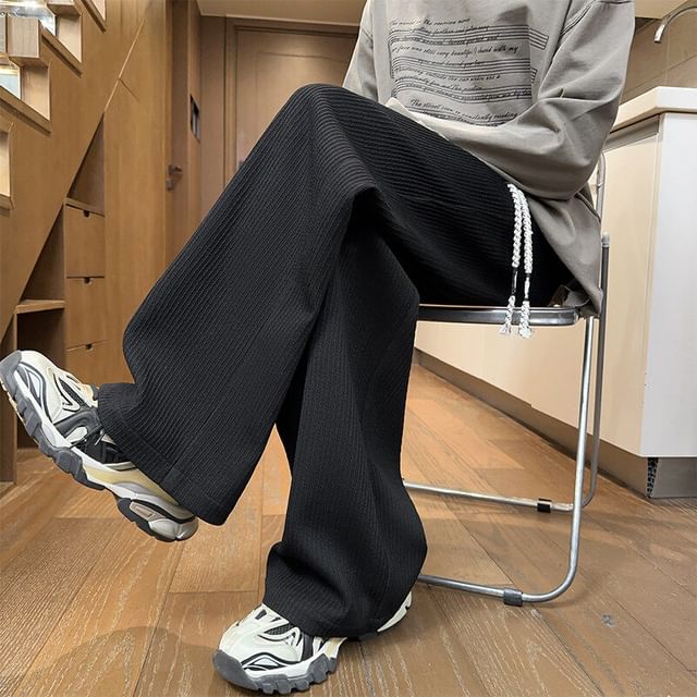 Fireon-Drawstring Waist Plain Wide Leg Pants