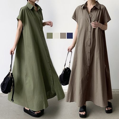 Women Button Down Tshirt Dress Party Cocktail Button Collared Slit Side  Flowy Long Maxi Shirtdress Cover Up Black S at Amazon Women's Clothing store