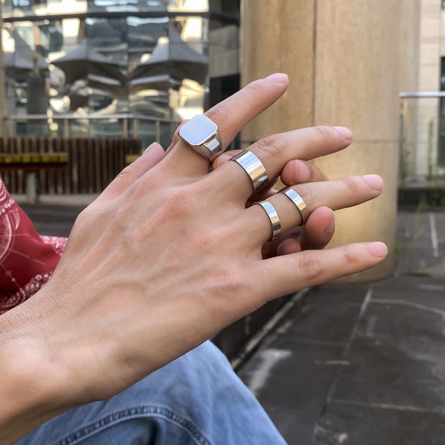 Gretlyn-Set of 4 Silver Tone Ring