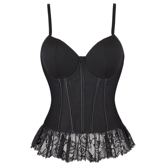 Lady Citrus-Plain Lace Trim Bustier Top