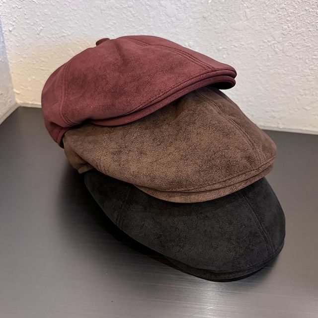 TAAK-Faux Suede Newsboy Cap