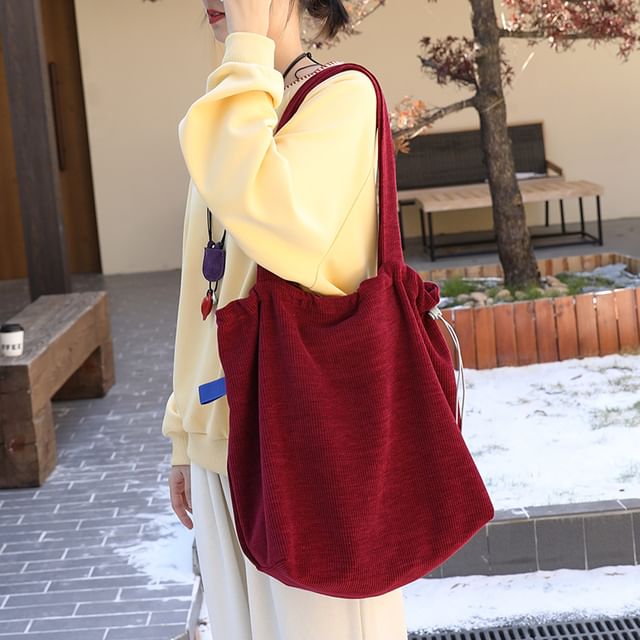 Basaran-Plain Drawstring Tote Bag