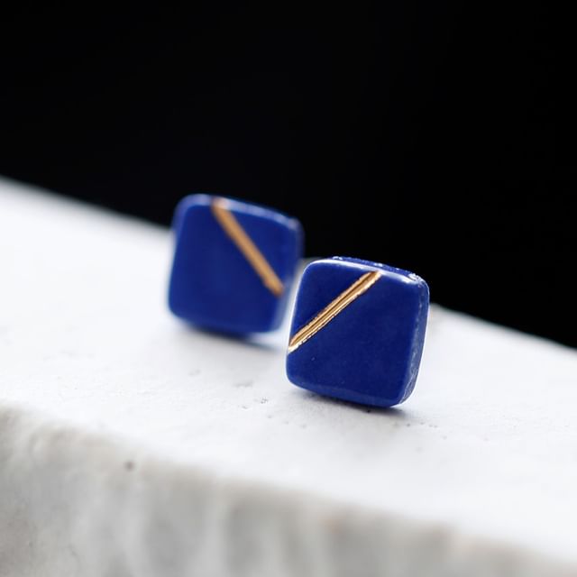 Dashiro-Square Ceramic Stud Earring