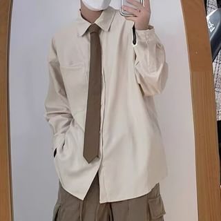 Blueforce-Long-Sleeve Button-Up Plain Shirt