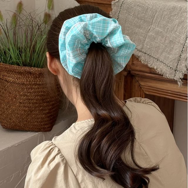Allyrinta-Plaid Chiffon Scrunchie