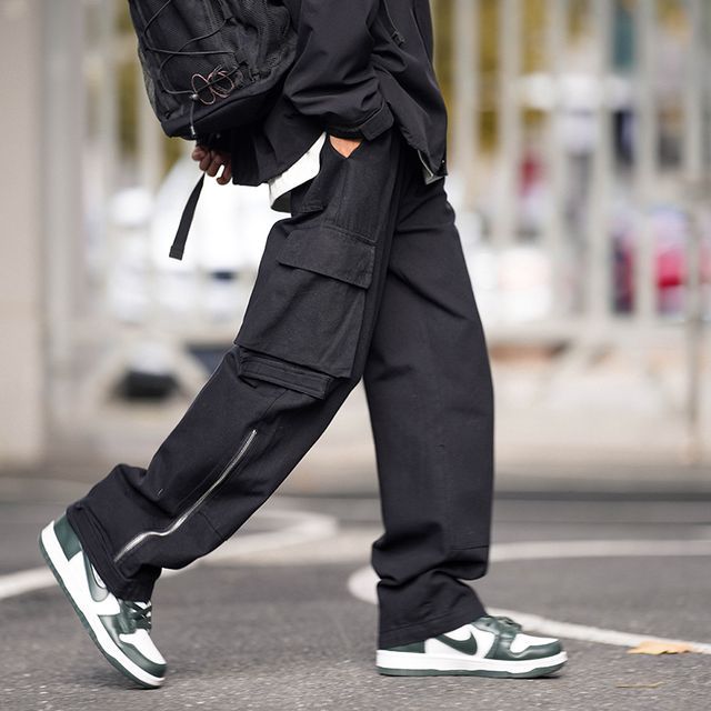 emeisa - Mid Rise Plain Zip Wide Leg Cargo Pants | YesStyle