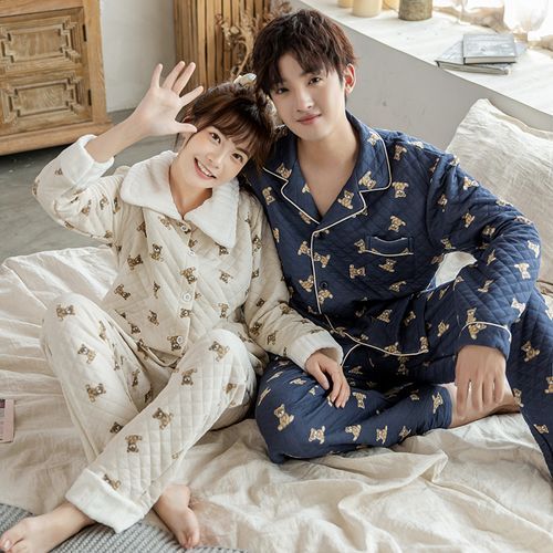 Ciambella - Couple Matching Pajama Set: Teddy Bear Print Top +