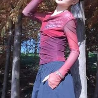Everose-Long-Sleeve Cowl Neck Gradient Mesh Slim Fit Top