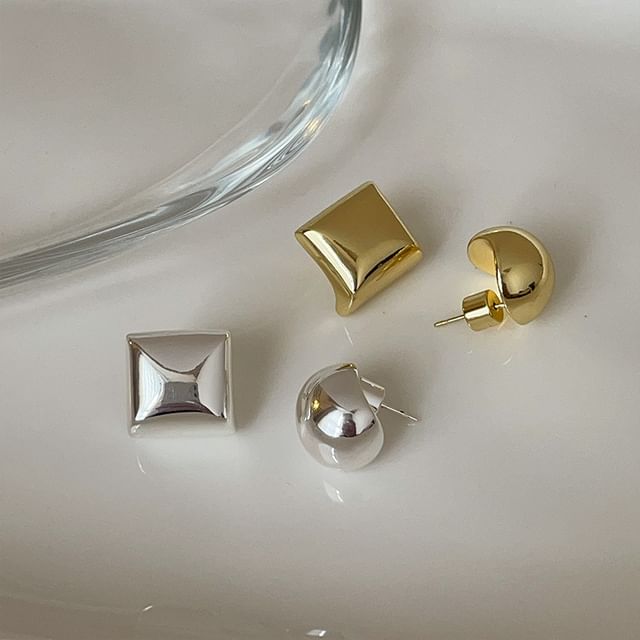Panda Dama-925 Sterling Silver Asymmetrical Geometry Stud Earring