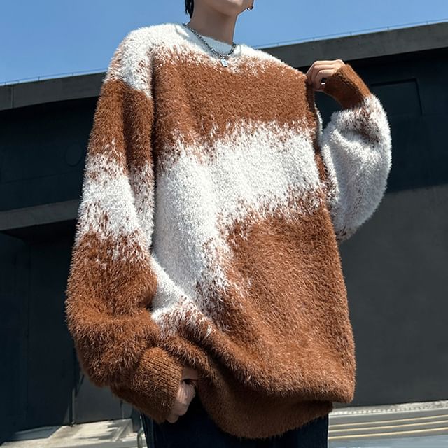 Trimecca-Crewneck Two Tone Sweater