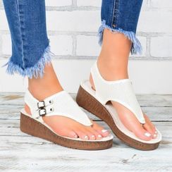 Shoesun - Perforated Wedge Heel Sandals Shoesun - Perforated Wedge Heel Sandals