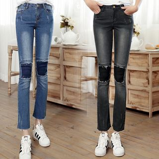 Denimot - Washed Knee Patch Jeans