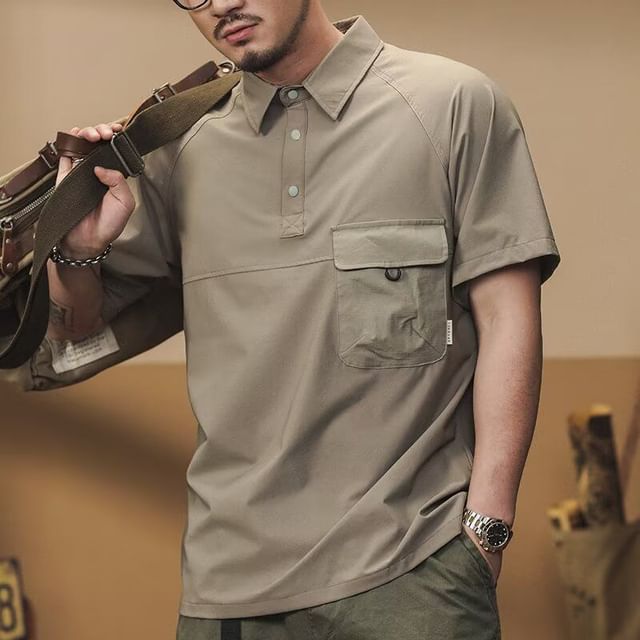 DuckleBeam-Short-Sleeve Plain Polo Shirt