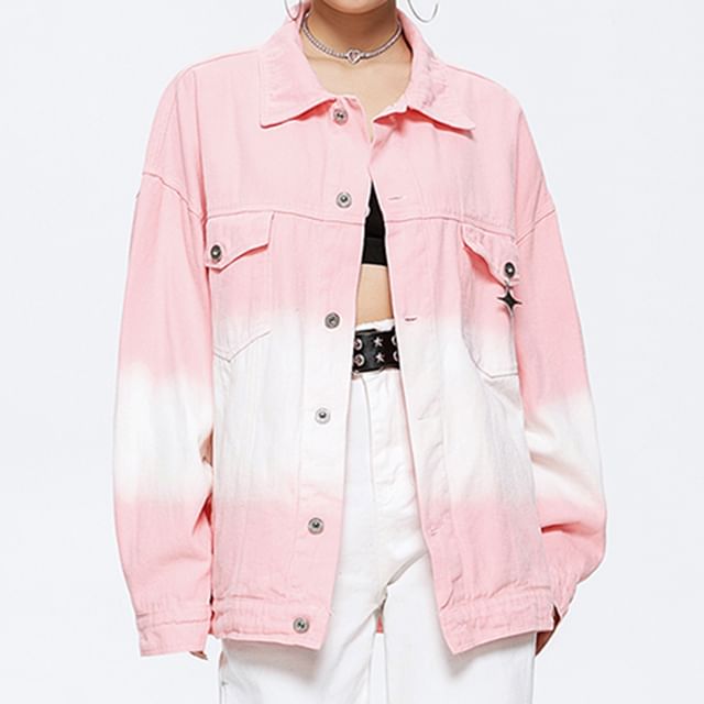 Sancus-Ombre Button-Up Denim Jacket