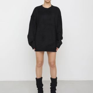 LIPHOP Loose Fit Color Sweater Black