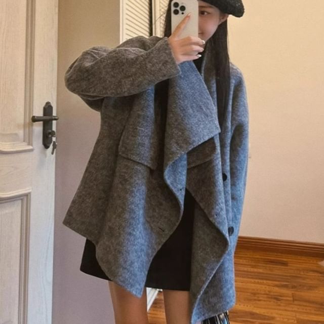 Shinsei-Plain Double-Breasted Cape