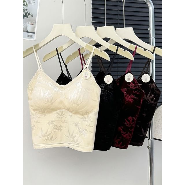 Lemongrass-Jacquard Velvet Bra Top