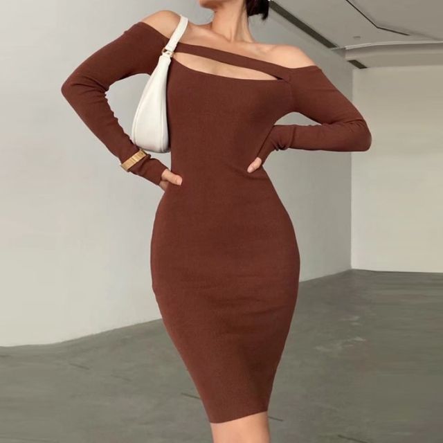 pink maxi dress with long sleeves PINK ROSE Cut Out Long Sleeve Maxi Dress