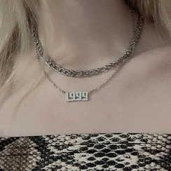 PANGU - Stainless Steel Numerical Pendant Layered Necklace PANGU - Stainless Steel Numerical Pendant Layered Necklace