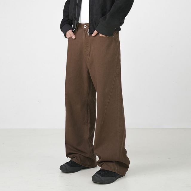MRCYC-Mid Rise Washed Wide Leg Jeans