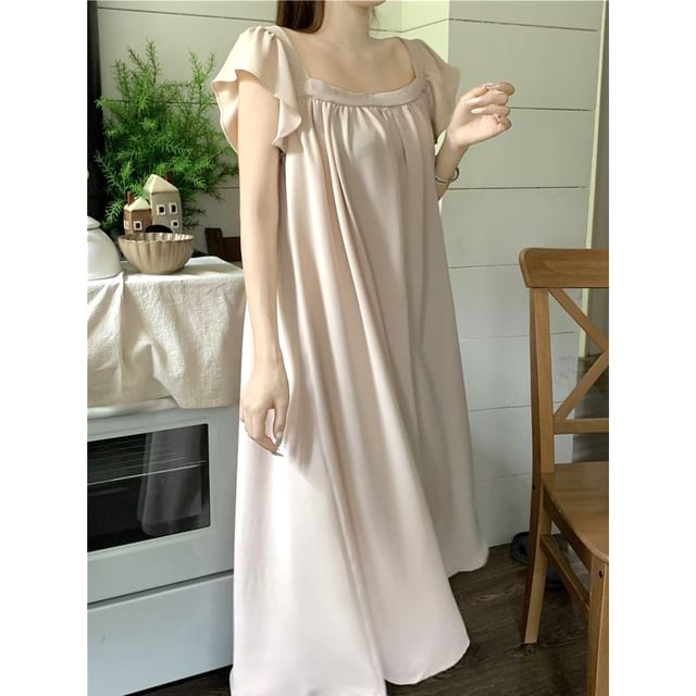 Dazzli-Cap-Sleeve Plain Dress