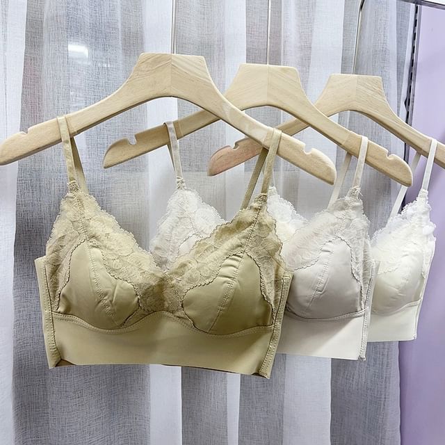 Gecko-Lace Panel Wireless Bra