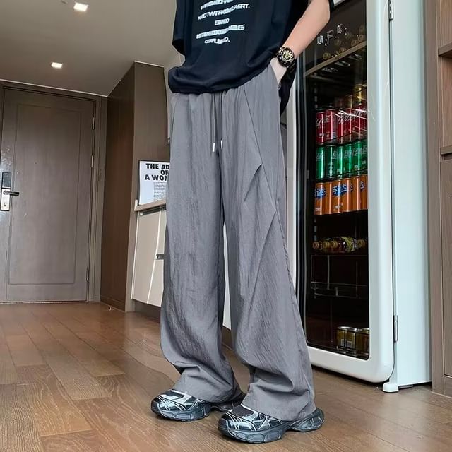 Ateso-Mid Rise Plain Wide Leg Pants