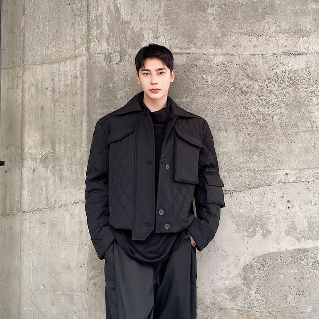 Patow-Collared Zip-Up Crop Jacket