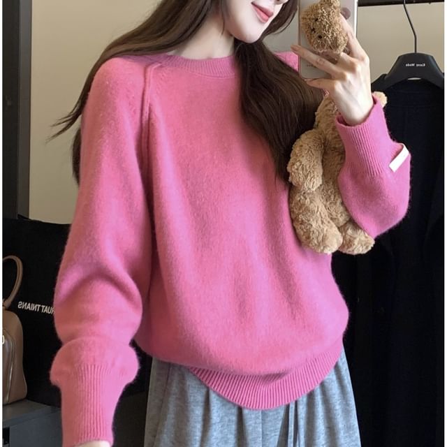 Gilmort-Raglan-Sleeve Round Neck Sweater