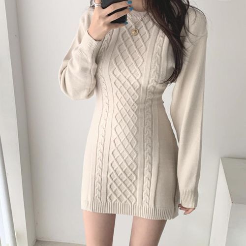 Loomineza - Cable Knit Sweater Dress | YesStyle